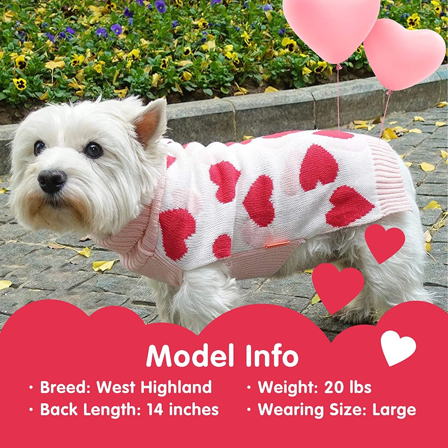 KYEESE Dogs Sweaters Valentines Day Small Dog Sweaters Red Heartwith Leash Hole Pet Sweater Pet Clothes,M Animals & Pet Supplies > Pet Supplies > Dog Supplies > Dog Apparel kyeese   