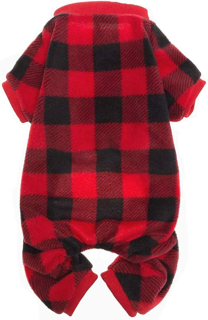 SCENEREAL Pet Pajamas for Dogs Red Plaid Sweaters Soft Clothes Animals & Pet Supplies > Pet Supplies > Dog Supplies > Dog Apparel SAILE Large  