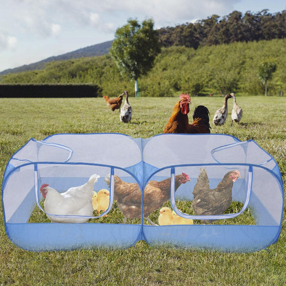 Small Animal Playpen Chicken Run Coop Foldable Pet Cage Tent Puppy Blue Animals & Pet Supplies > Pet Supplies > Dog Supplies > Dog Kennels & Runs Gazechimp   