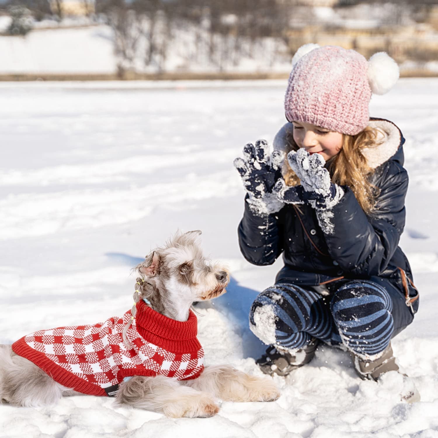 Dog Sweater, Nobleza Turtleneck Thick Knitted Cat Sweater with Classic Plaid Pattern, Warm & Soft Dog Christmas Outfit for Small Medium Large Dogs Puppies Cats Animals & Pet Supplies > Pet Supplies > Dog Supplies > Dog Apparel Nobleza   