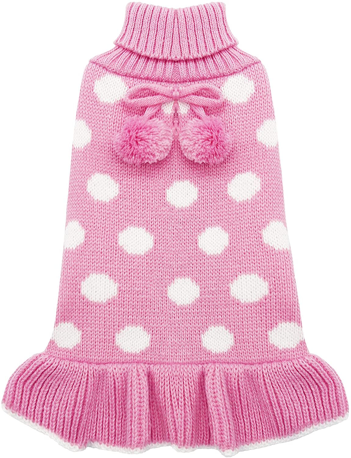 KYEESE Dog Sweaters with Leash Hole for Small Dogs Turtleneck Dog Sweater Dress Polka Dot Knit Pullover Doggie Sweater Warm Pet Sweater Animals & Pet Supplies > Pet Supplies > Dog Supplies > Dog Apparel kyeese 3# Polkadot (Pink) X-Small (Pack of 1) 