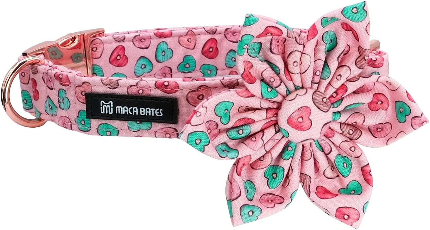 MACA Bates Valentine’S Day Dog Collar with Bow/Flower/Bow Tie, Sweet Heart Adjustable Collar for Small Medium Large Dog with Metal Buckle Animals & Pet Supplies > Pet Supplies > Dog Supplies > Dog Apparel M MACA BATES   