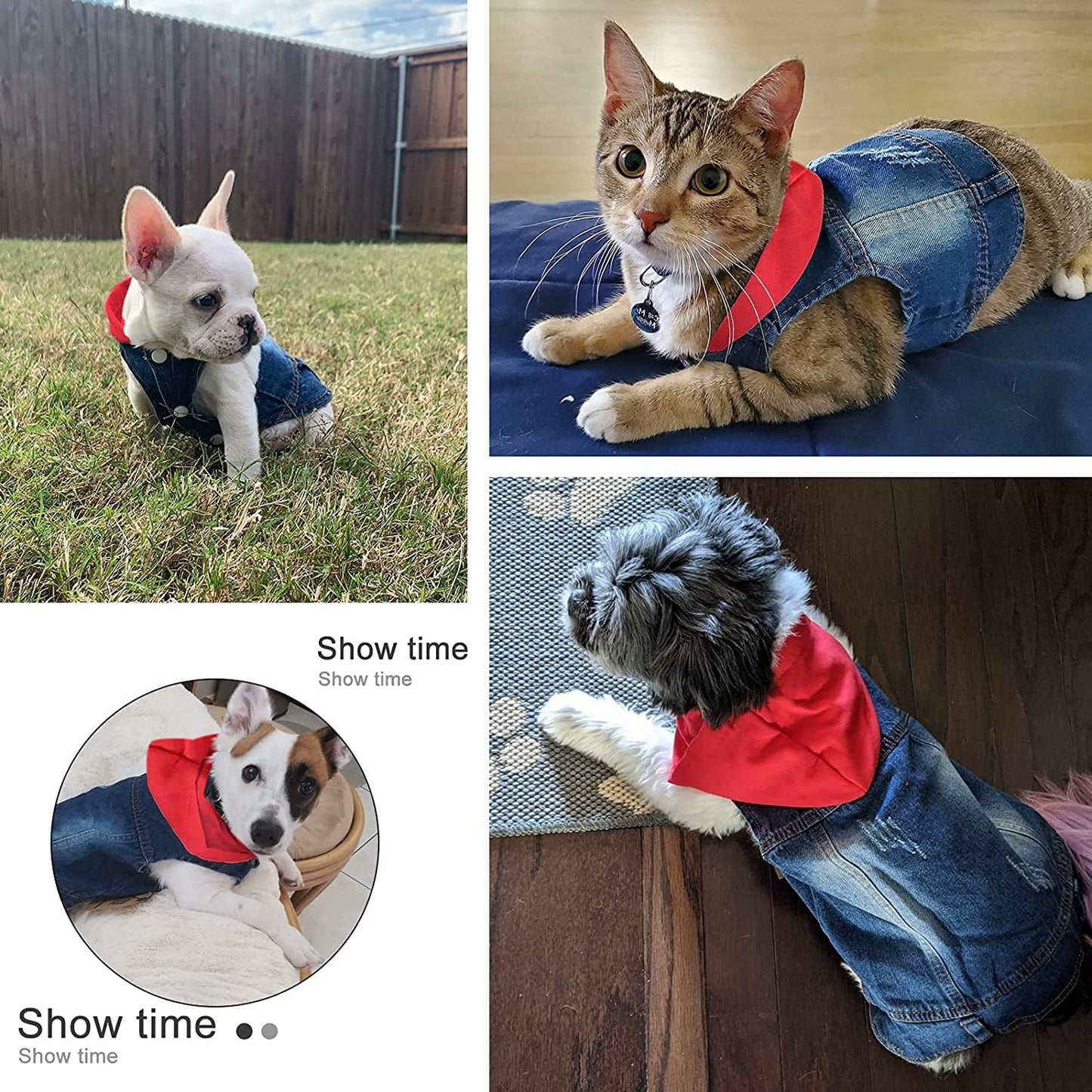 QTART Dog Hoodie Small Dog Sweater Boy Girl Puppy Clothes Pet Denim Apparel Cute Dogs Sweaters Chihuahua Sweatshirt for Yorkie, French Bulldog, Dachshund, L, Red Animals & Pet Supplies > Pet Supplies > Dog Supplies > Dog Apparel QTART   