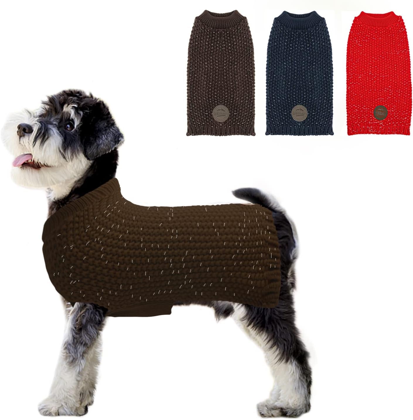 KYEESE Dogs Sweaters Heavy for Medium Dogs Reflective Pullover Dog Knitwear for Fall Winter Animals & Pet Supplies > Pet Supplies > Dog Supplies > Dog Apparel kyeese Khaki XS (12-18lbs) 