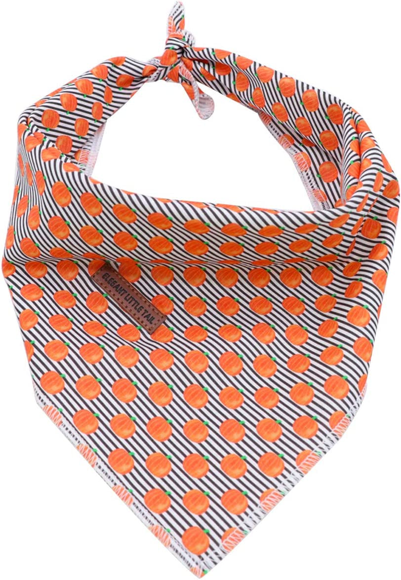 Elegant Little Tail Dog Bandana for Boy Girl Small Medium Large Dogs, Comfortable Dog Bibs Scarf, Adjustable Square Dog Kerchief Animals & Pet Supplies > Pet Supplies > Dog Supplies > Dog Apparel Elegant little tail Pumpkin Large (Pack of 1) 