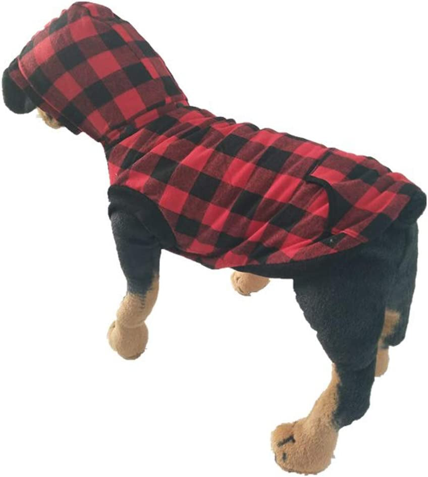 Rantow Windproof Pet Dog Jacket Winter Coat Detachable Hat Cold Weather Dog Vest Red Plaid/Blue Plaid Puppy Hoodie Sweater Clothing Outfits (L, Red Plaid) Animals & Pet Supplies > Pet Supplies > Dog Supplies > Dog Apparel Rantow   