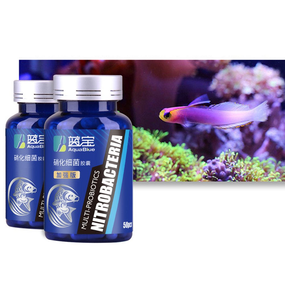 AOOOWER 50Pcs/Bottle Aquarium Nitrifying Bacteria Concentrated Capsule Fish Tank Pond Cleaning Fresh Water Supplies