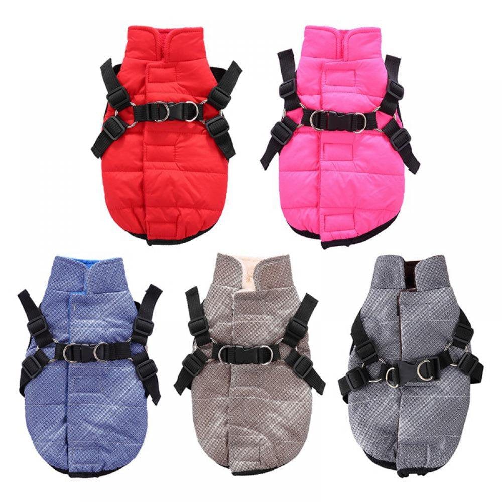 2In 1 Pet Windbreaker Coat and Harness Puppy Dog Fleece Warm Coat Clothes Costume Apparel Animals & Pet Supplies > Pet Supplies > Dog Supplies > Dog Apparel Catlerio L Rose Red 