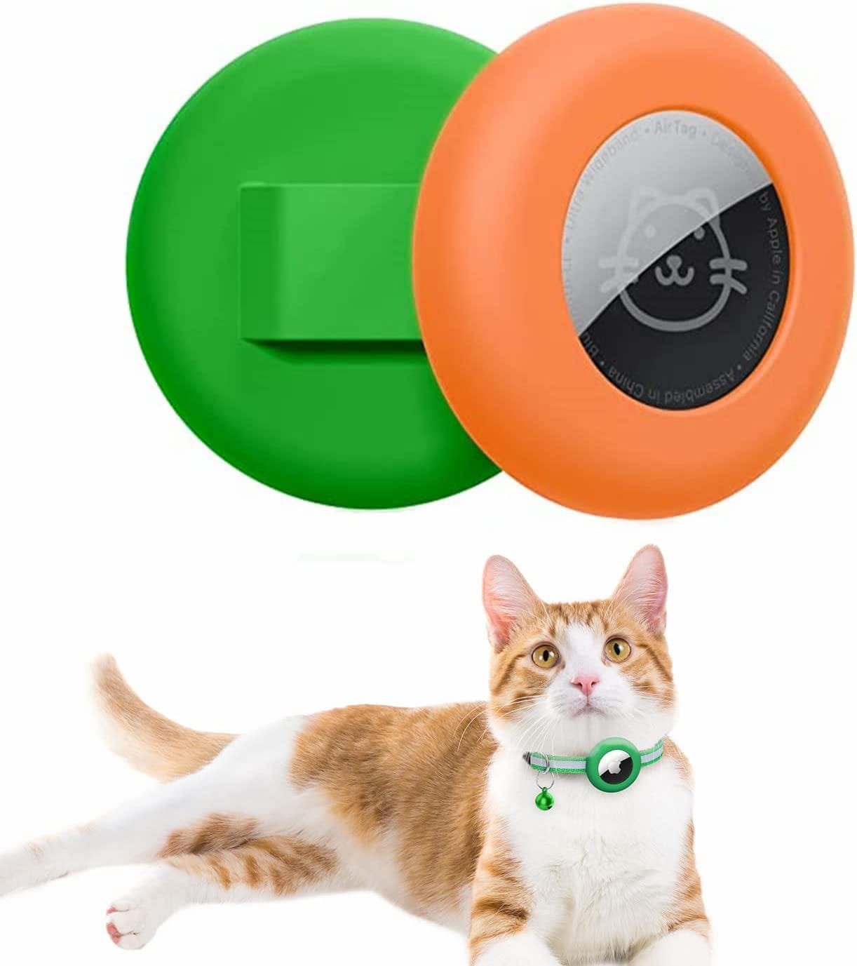 2Pack Airtag Cat Collar Holder, Airtag Holder for Cat Collar Compatible with Apple Airtag , Waterproof Airtag Cat Collar Holder Fits Pet Collars in 3/8 Inch, Anti-Lost Airtag Case for Kitten Puppy Electronics > GPS Accessories > GPS Cases Simket Green&Orange  