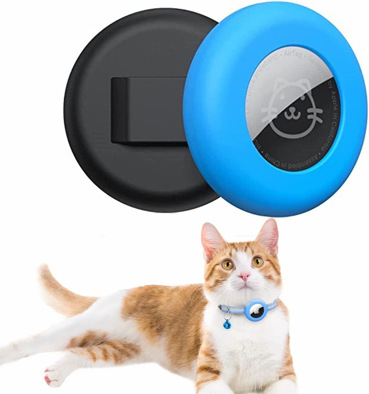 2Pack Airtag Cat Collar Holder, Airtag Holder for Cat Collar Compatible with Apple Airtag , Waterproof Airtag Cat Collar Holder Fits Pet Collars in 3/8 Inch, Anti-Lost Airtag Case for Kitten Puppy Electronics > GPS Accessories > GPS Cases Simket Black&Blue  