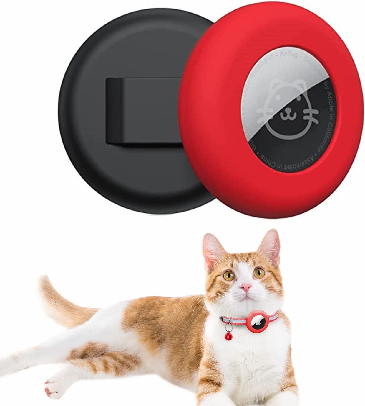 2Pack Airtag Cat Collar Holder, Airtag Holder for Cat Collar Compatible with Apple Airtag , Waterproof Airtag Cat Collar Holder Fits Pet Collars in 3/8 Inch, Anti-Lost Airtag Case for Kitten Puppy Electronics > GPS Accessories > GPS Cases Simket Black&Red  
