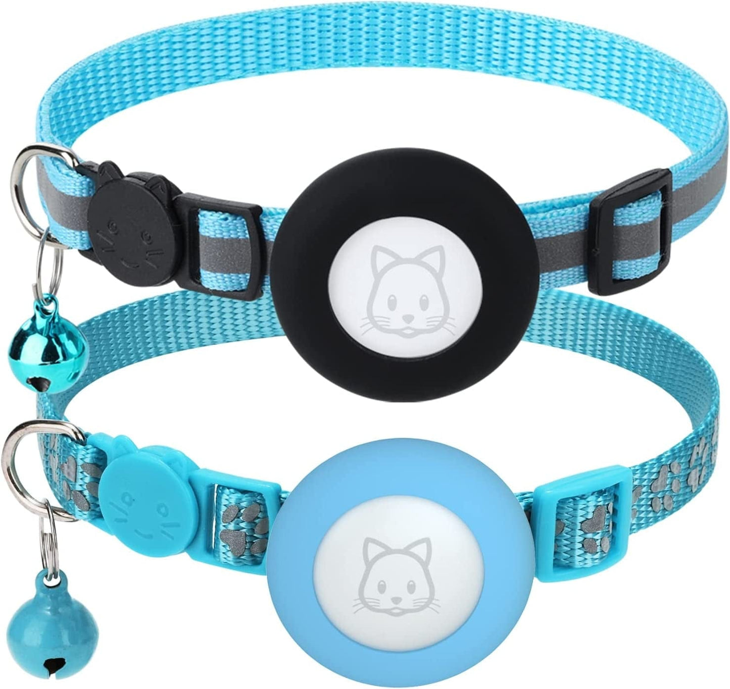 2Pack Airtag Cat Collars, Reflective Air Tag Cat Collar with Breakaway Safety Buckle and Bell, Adjustable Cat Collar with Airtag Holder Compatible with Apple Airtag for Small Pets (Black) Electronics > GPS Accessories > GPS Cases SimpleThings Blue  