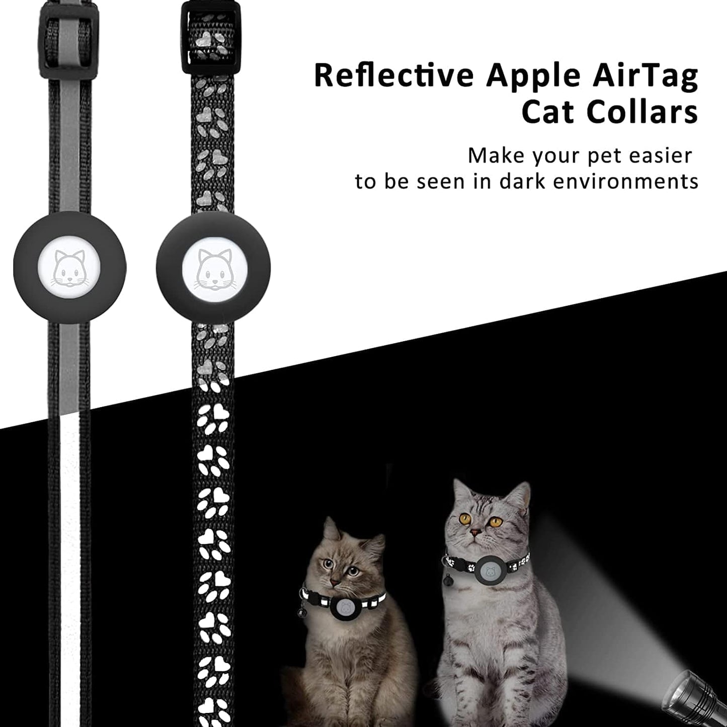 2Pack Airtag Cat Collars, Reflective Air Tag Cat Collar with Breakaway Safety Buckle and Bell, Adjustable Cat Collar with Airtag Holder Compatible with Apple Airtag for Small Pets (Black) Electronics > GPS Accessories > GPS Cases SimpleThings   