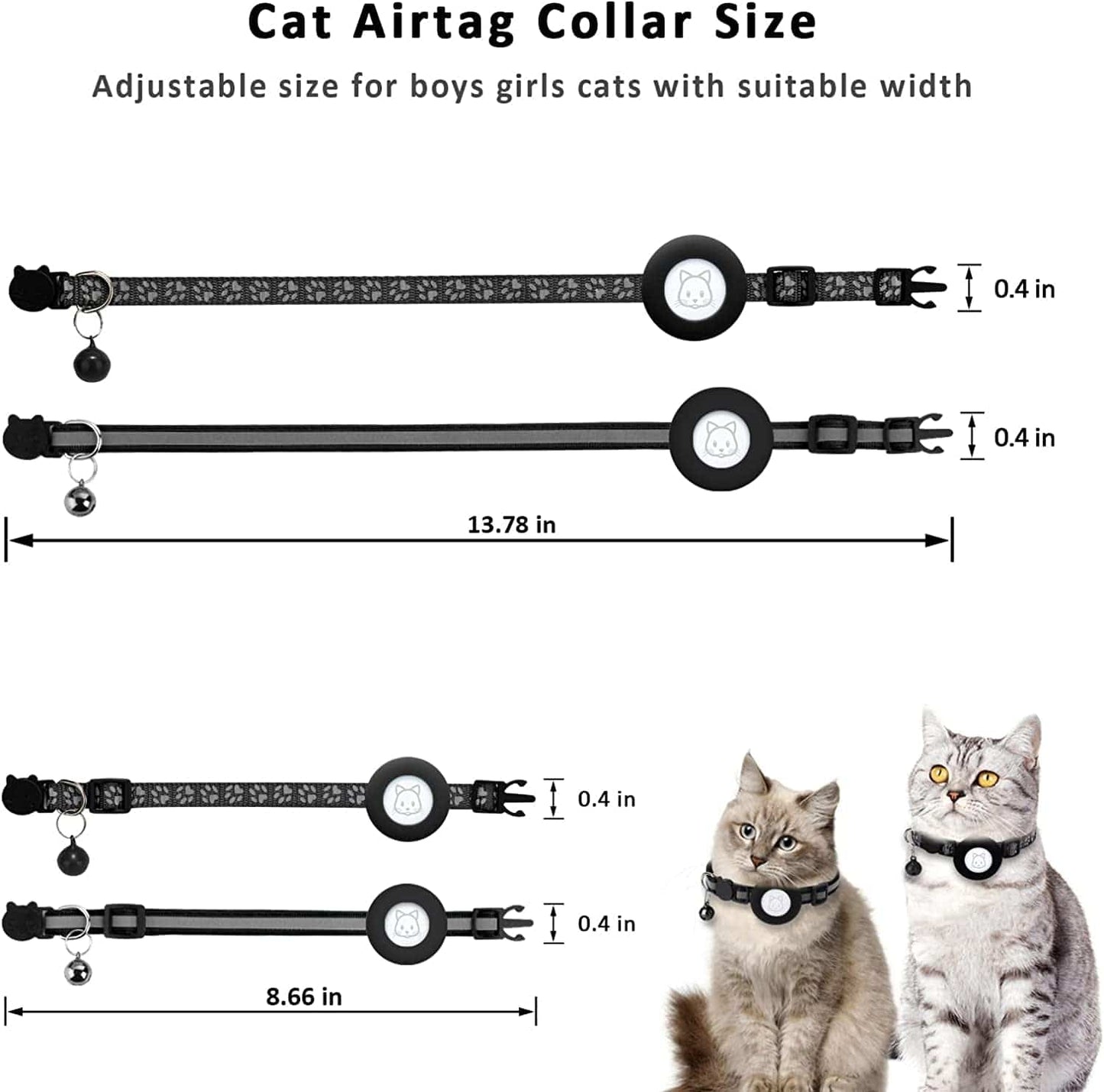 2Pack Airtag Cat Collars, Reflective Air Tag Cat Collar with Breakaway Safety Buckle and Bell, Adjustable Cat Collar with Airtag Holder Compatible with Apple Airtag for Small Pets (Black) Electronics > GPS Accessories > GPS Cases SimpleThings   