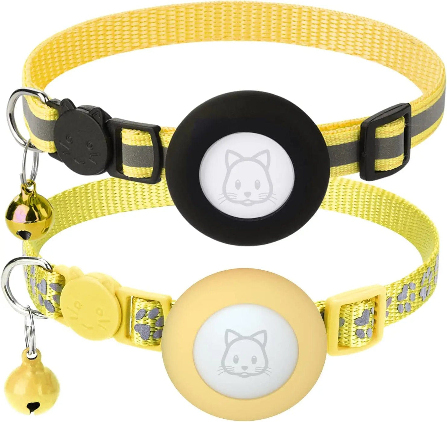 2Pack Airtag Cat Collars, Reflective Air Tag Cat Collar with Breakaway Safety Buckle and Bell, Adjustable Cat Collar with Airtag Holder Compatible with Apple Airtag for Small Pets (Black) Electronics > GPS Accessories > GPS Cases SimpleThings Yellow  