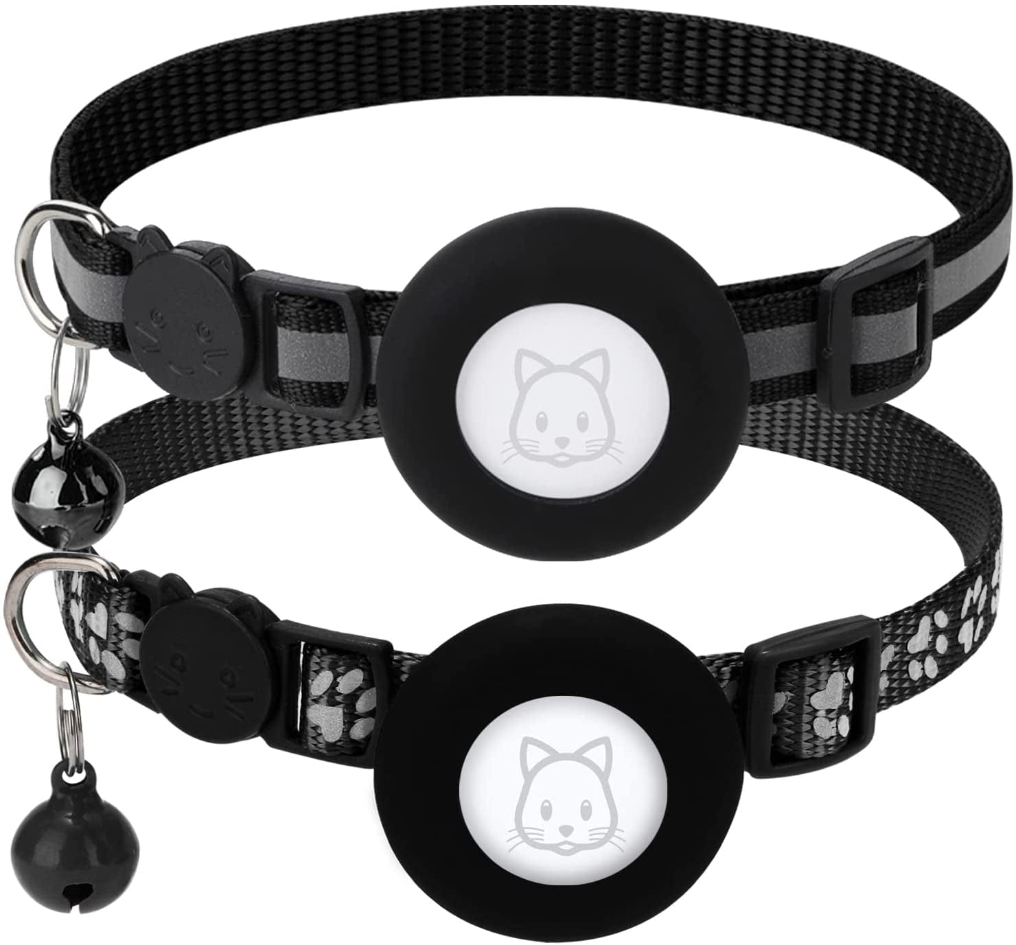 2Pack Airtag Cat Collars, Reflective Air Tag Cat Collar with Breakaway Safety Buckle and Bell, Adjustable Cat Collar with Airtag Holder Compatible with Apple Airtag for Small Pets (Black) Electronics > GPS Accessories > GPS Cases SimpleThings Black  