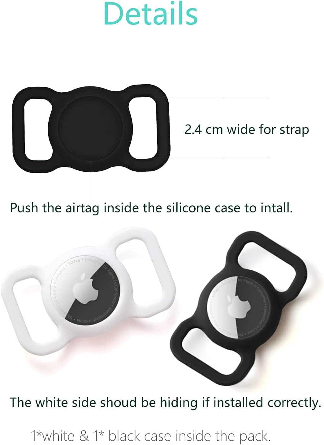 2Pack Silicone Case Compatible with Airtag Dog Collar Holder, Protective Cover for Pet Strap Band, Slide on Clip Sleeve Compatible with Apple Airtag