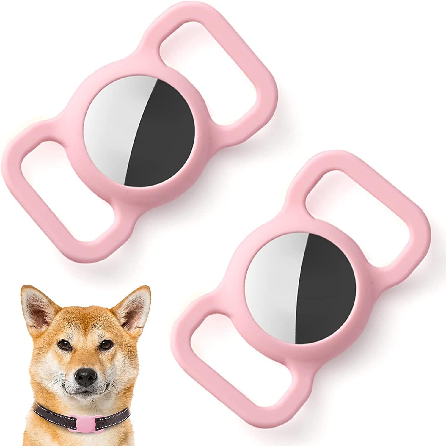 2Pack Silicone Case Compatible with Airtag Dog Collar Holder, Protective Cover for Pet Strap Band, Slide on Clip Sleeve Compatible with Apple Airtag Electronics > GPS Accessories > GPS Cases Kuaguozhe Pink 2Pack  