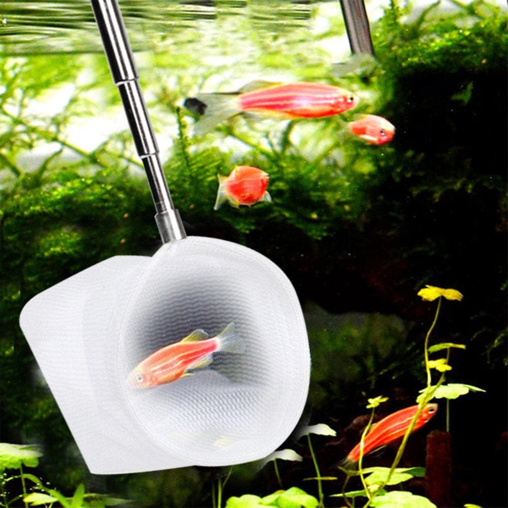 2Pcs 3D Portable Extendable Handle Fine Mesh Fish Tank Adjustable Shrimp Net