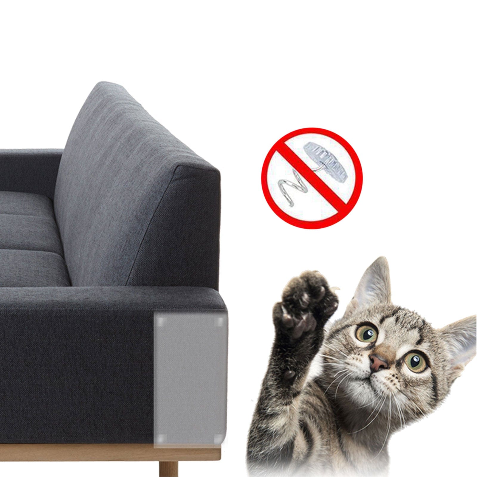 2Pcs Furniture Sofa Scratch Protector, 18.5X5.9" Pet Cat Anti-Scratching Sticker Protector Sofa Scratch Guard Mat Self Adhesive Cat Scratching Post Furniture Sofa Protector
