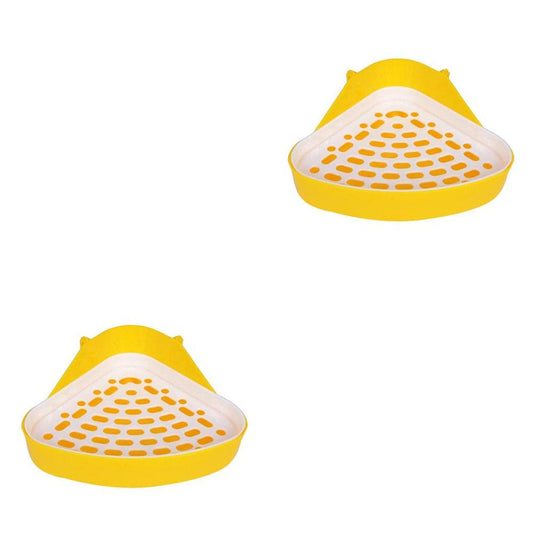 2Pcs Multi-Colors Geometric Shaped Pet Potty Toilet Corner Bedding Box Small Animal Universal Plastic Toilet Animals & Pet Supplies > Pet Supplies > Small Animal Supplies > Small Animal Bedding MODERN HOMEZIE 2PCS Yellow 