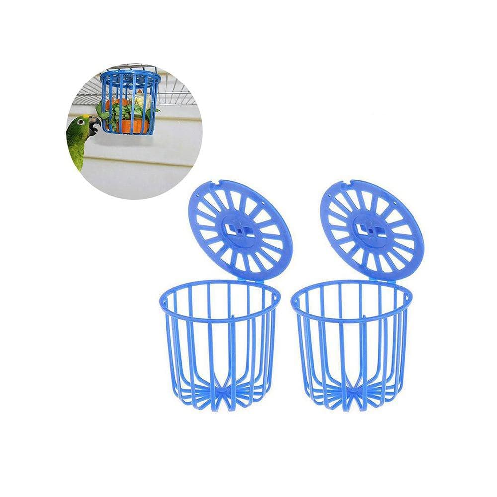 2PCS Parrot Bird Feeder Cage Fruit Vegetable Holder Cage Accessories Hanging Basket Container Toys Pet Bird Supplies