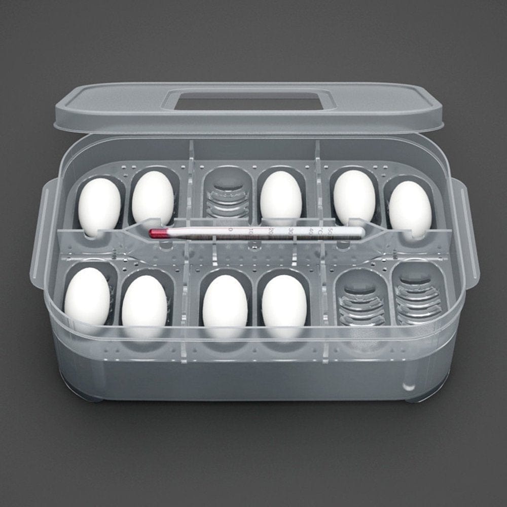 2Pcs Reptile Dedicated Incubator 12 Grids Egg Hatcher Box with Transparent Amphibians Hatching Tray