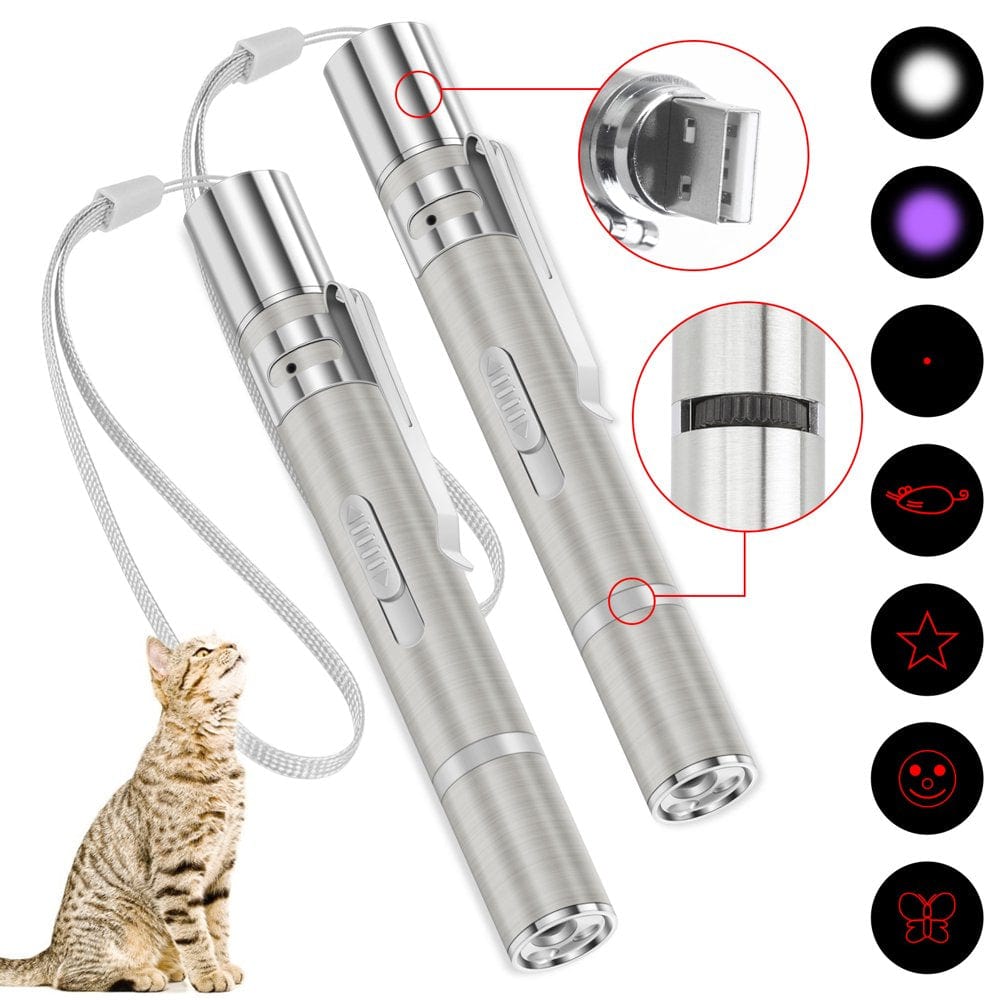 2Pcs,Usb LASER POINTER RECHARGEABLE PEN 3 in 1 Cat Pet Toy Red UV Flashlight Animals & Pet Supplies > Pet Supplies > Cat Supplies > Cat Toys Unbranded   