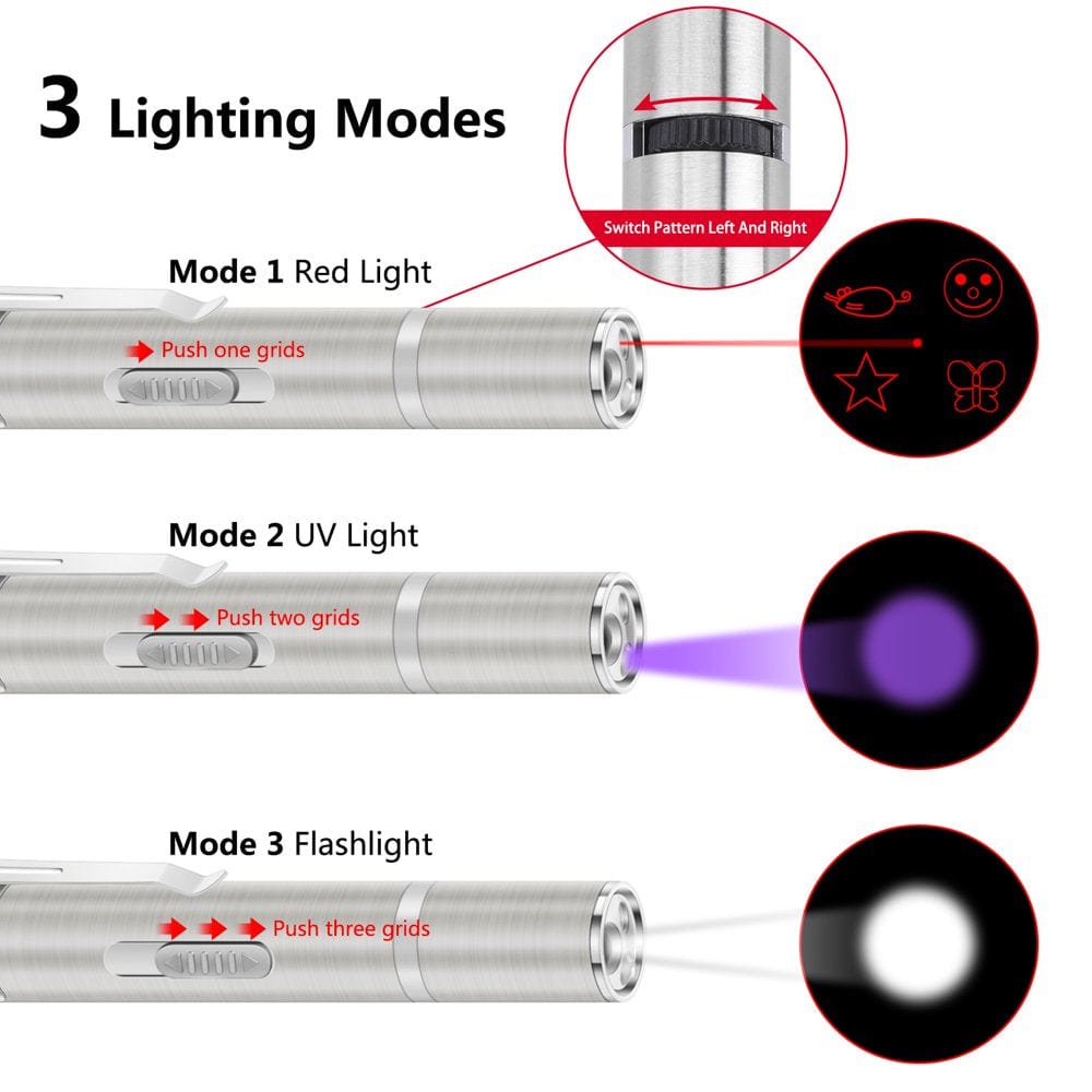 2Pcs,Usb LASER POINTER RECHARGEABLE PEN 3 in 1 Cat Pet Toy Red UV Flashlight Animals & Pet Supplies > Pet Supplies > Cat Supplies > Cat Toys Unbranded   