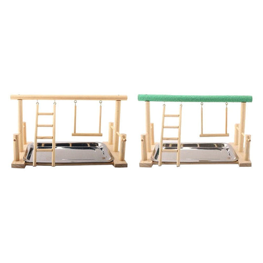 2Pcs Wood Parrots Playstand Bird Playground Wood Perch Gym Stand Playpen Ladder Animals & Pet Supplies > Pet Supplies > Bird Supplies > Bird Gyms & Playstands Baoblaze   