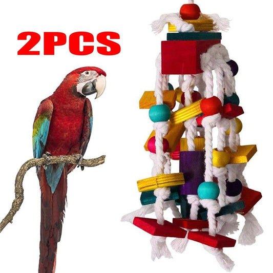 2Piece Bird Toys Parrot Chew Toy Multi-Coloured Wood Block Tear Toys for African Greys and Medium to Large Parrots Animals & Pet Supplies > Pet Supplies > Bird Supplies > Bird Toys Laidan 2PCS  