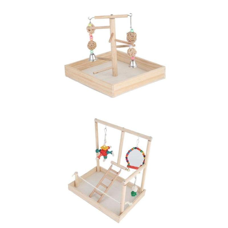 2Xparrot Playstand Bird Wood Perch Gym Stand Exercise Playgym for Conure Finch