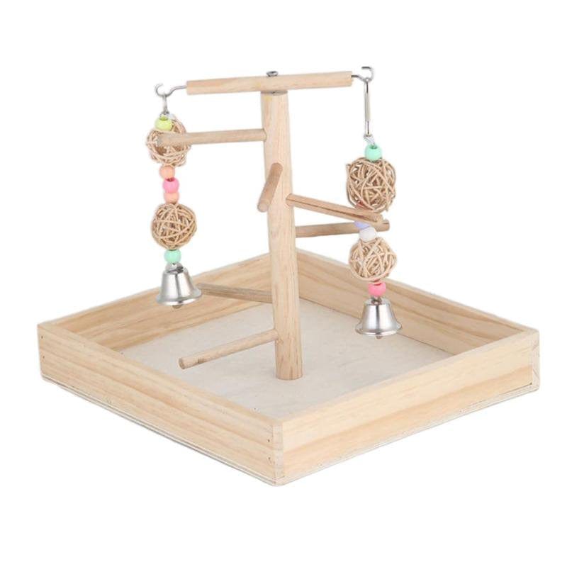 2Xparrot Playstand Bird Wood Perch Gym Stand Exercise Playgym for Conure Finch