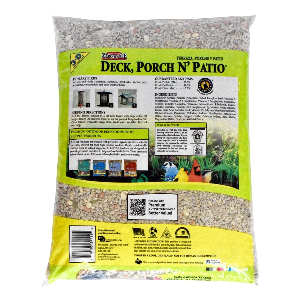 3-D Pet Products Deck, Porch & Patio Blend Wild Bird Food, 10 Lb. Animals & Pet Supplies > Pet Supplies > Bird Supplies > Bird Food D & D Commodities   