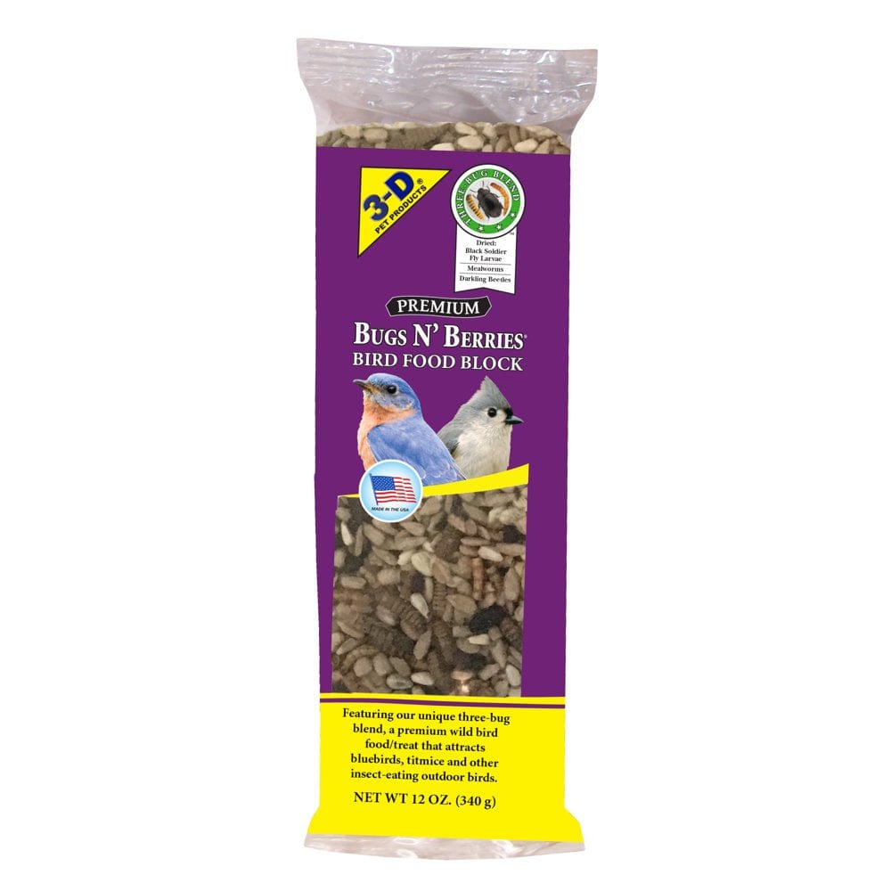 3-D Pet Products Premium Bugs N' Berries Wild Bird Food Block, 12 Oz. Animals & Pet Supplies > Pet Supplies > Bird Supplies > Bird Food D & D Commodities   