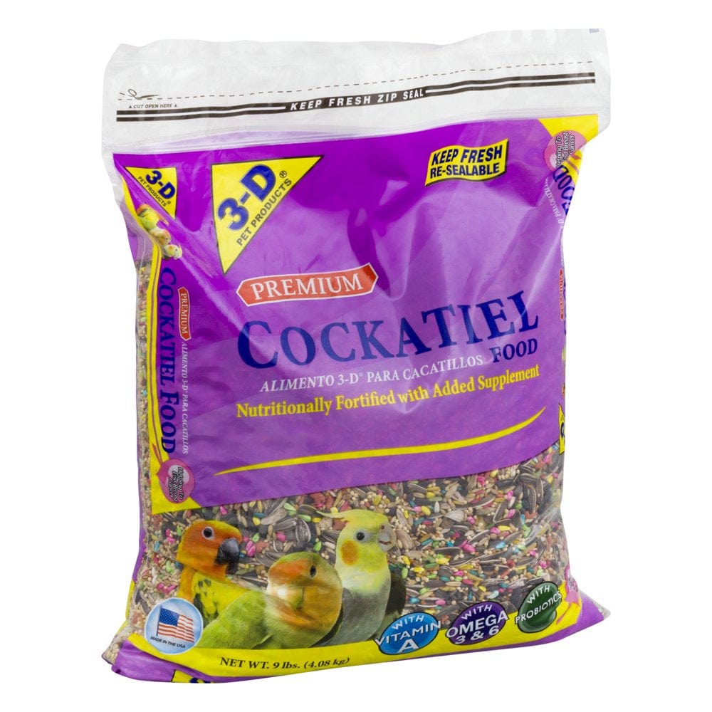 3-D Pet Products Premium Cockatiel Mix Bird Food, Seeds; 9 Lb. Bag