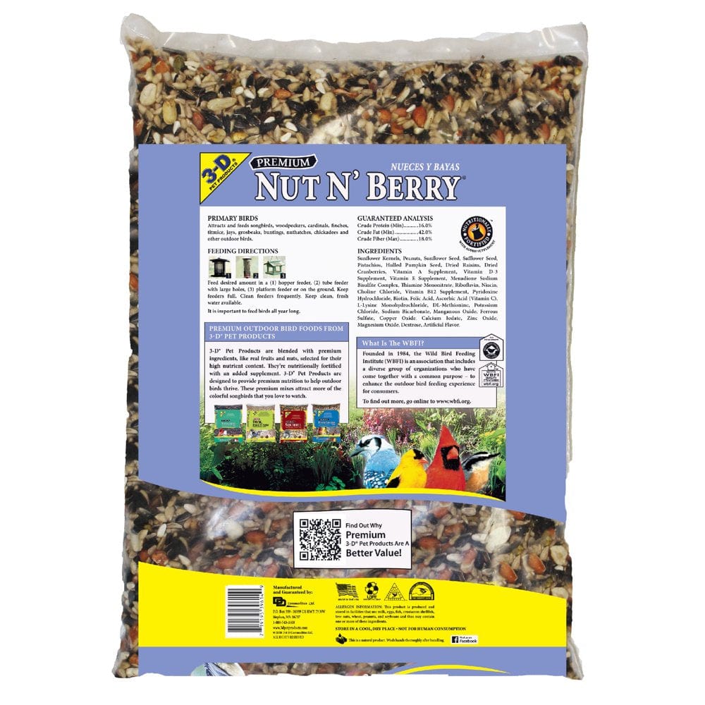 3-D Pet Products Premium Nut N' Berry Blend Wild Bird Food, 14 Lb. Animals & Pet Supplies > Pet Supplies > Bird Supplies > Bird Food D & D Commodities   