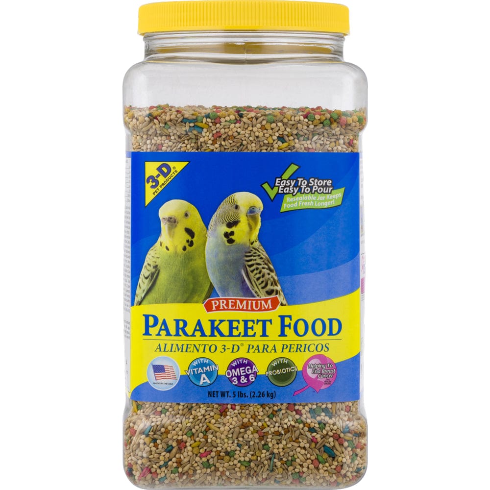 3-D Pet Products Premium Parakeet Bird Food, Seeds; 5 Lb. Jar Animals & Pet Supplies > Pet Supplies > Bird Supplies > Bird Food D & D Commodities   