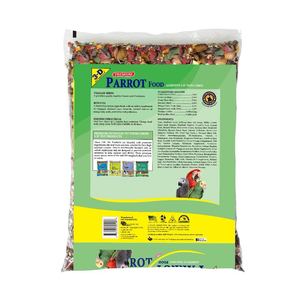 3-D Pet Products Premium Parrot Bird Food, Seeds; 8 Lb. Bag Animals & Pet Supplies > Pet Supplies > Bird Supplies > Bird Food D & D Commodities   