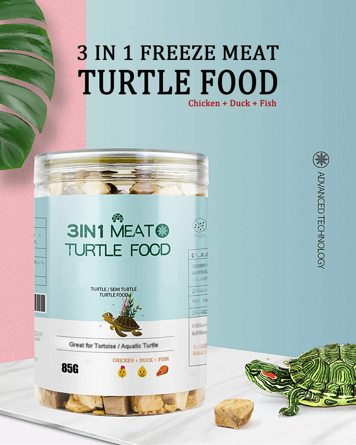 3 in 1 Meat Turtle Food - Chicken & Duck & Fish Meat Natural Freeze Dried Human-Grade Turtle Treats Animals & Pet Supplies > Pet Supplies > Reptile & Amphibian Supplies > Reptile & Amphibian Food BNYEE   