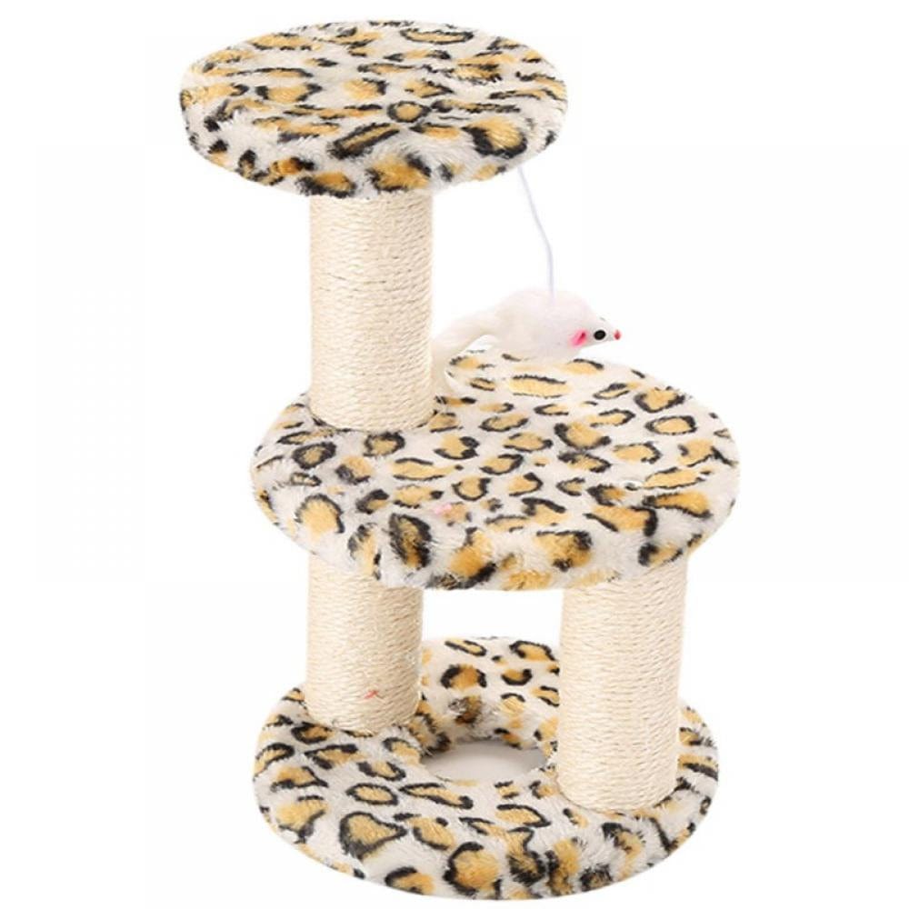 3 Layer Cat Tower Furniture Tree with Sisal, Covered round Scratching Posts, Plush