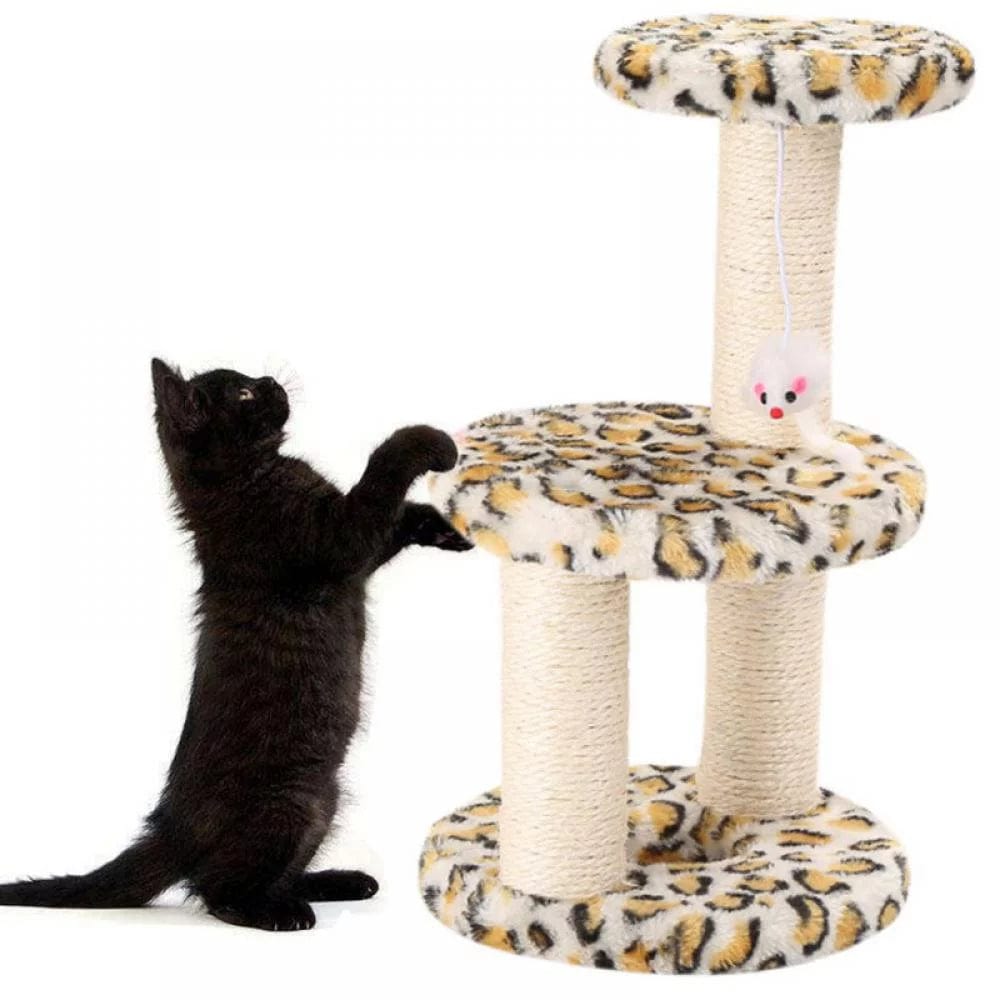 3 Layer Cat Tower Furniture Tree with Sisal, Covered round Scratching Posts, Plush