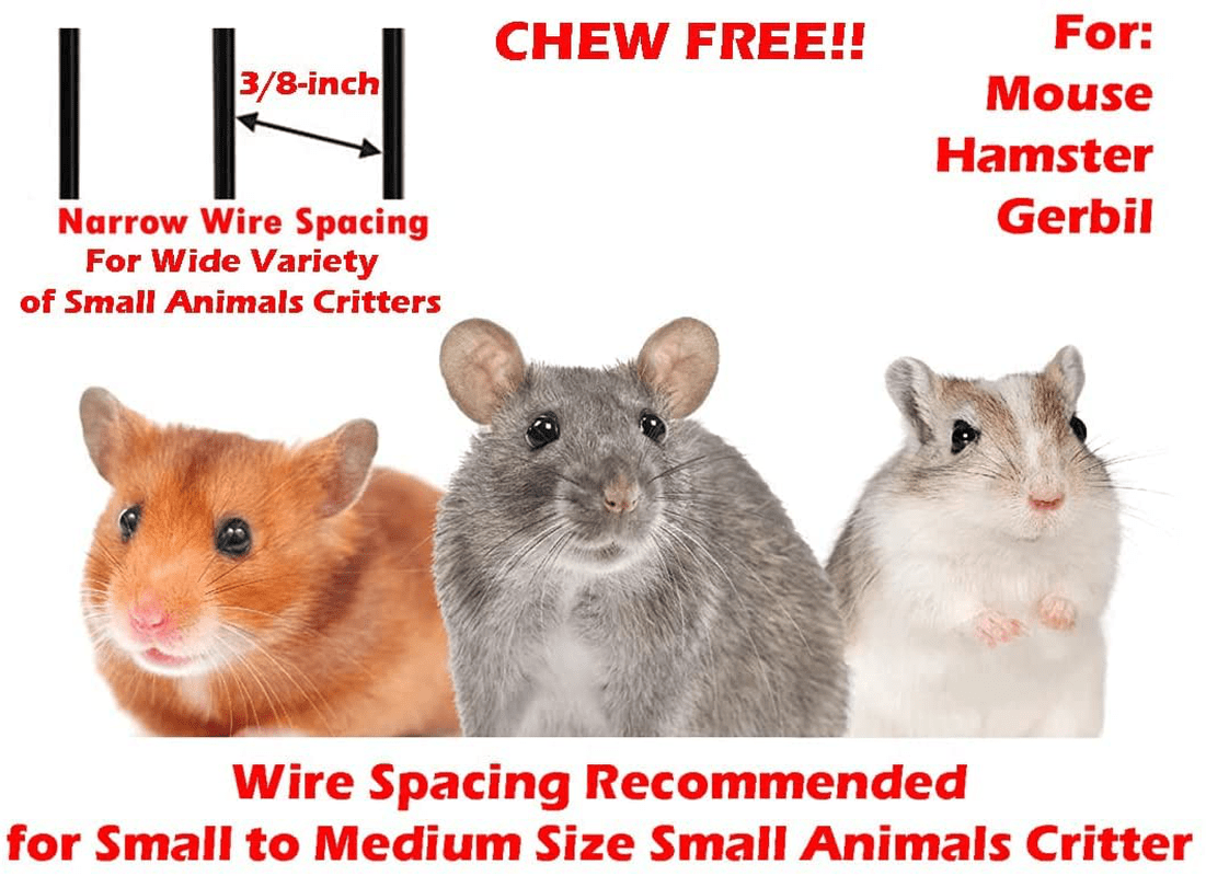 3 Levels Ferret Chinchilla Hamster Suger Glider Gerbil Rats Mouse Mice Guinea Pig Rodent Degu Dagus Small Animal Cage, Tight 3/8-Inch Bar Spacing