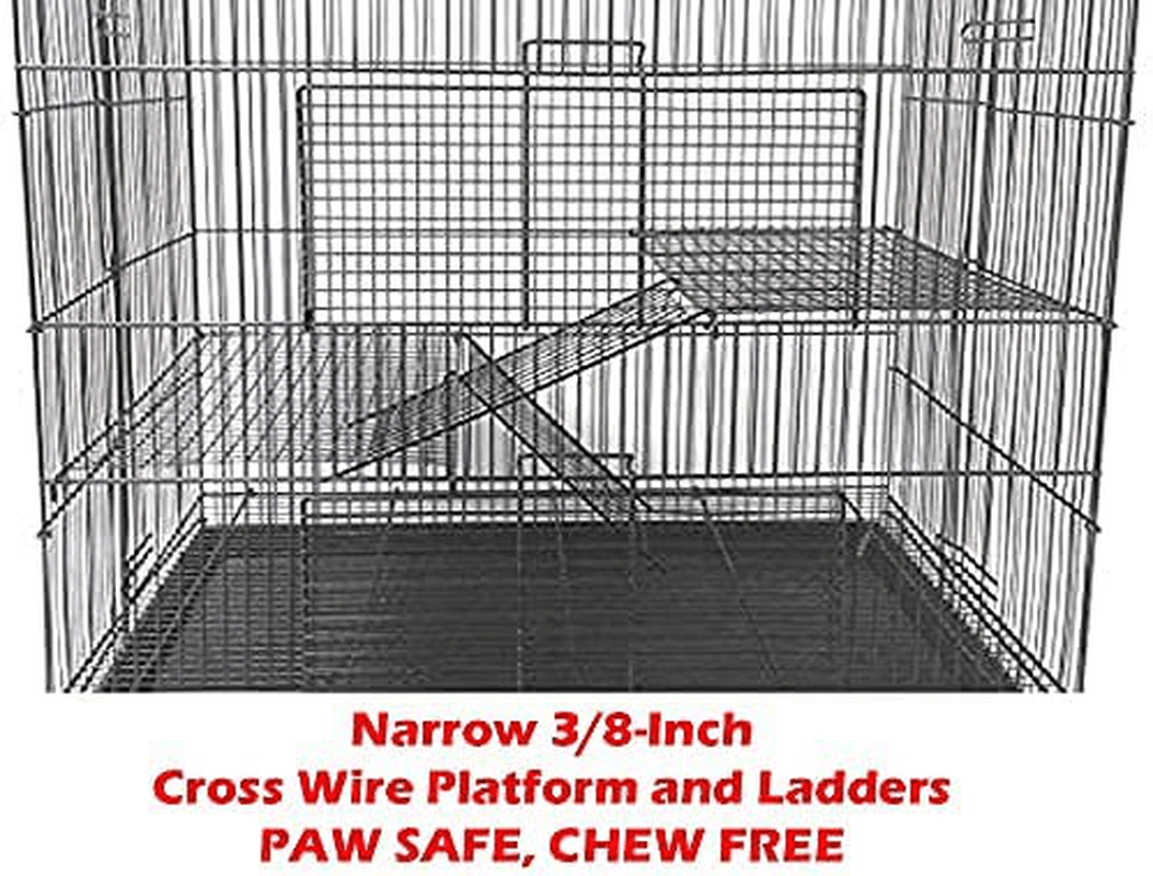 3 Levels Ferret Chinchilla Hamster Suger Glider Gerbil Rats Mouse Mice Guinea Pig Rodent Degu Dagus Small Animal Cage, Tight 3/8-Inch Bar Spacing