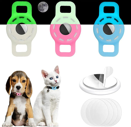 3-Pack Airtag Cat Collar Holder for Apple Airtag 2021, Silicone Airtag Protective Case for Puppy Collar, Anti-Lost Airtag Dog Collar Holder with Screen Protectors