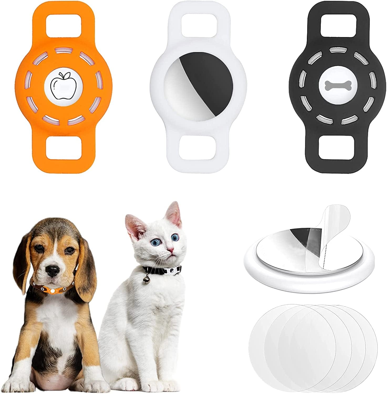 3-Pack Airtag Cat Collar Holder for Apple Airtag 2021, Silicone Airtag Protective Case for Puppy Collar, Anti-Lost Airtag Dog Collar Holder with Screen Protectors Electronics > GPS Accessories > GPS Cases Fretime Black & Orange & White Suitable for collar up to 0.7 inch wide 