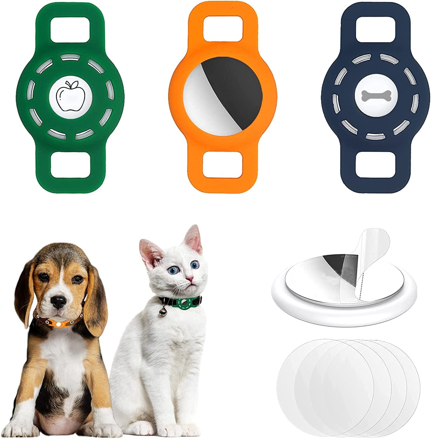 3-Pack Airtag Cat Collar Holder for Apple Airtag 2021, Silicone Airtag Protective Case for Puppy Collar, Anti-Lost Airtag Dog Collar Holder with Screen Protectors Electronics > GPS Accessories > GPS Cases Fretime Navy & Dark Green & Orange Suitable for collar up to 0.7 inch wide 