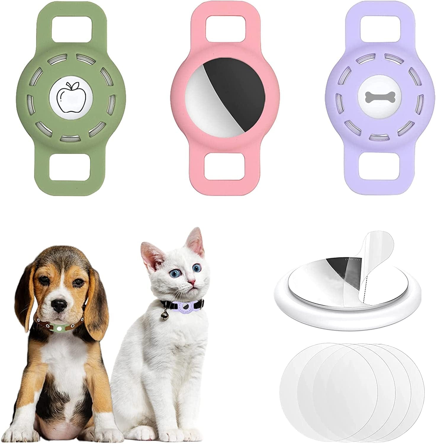 3-Pack Airtag Cat Collar Holder for Apple Airtag 2021, Silicone Airtag Protective Case for Puppy Collar, Anti-Lost Airtag Dog Collar Holder with Screen Protectors Electronics > GPS Accessories > GPS Cases Fretime Pink & Avocado Green & Purple Suitable for collar up to 0.7 inch wide 