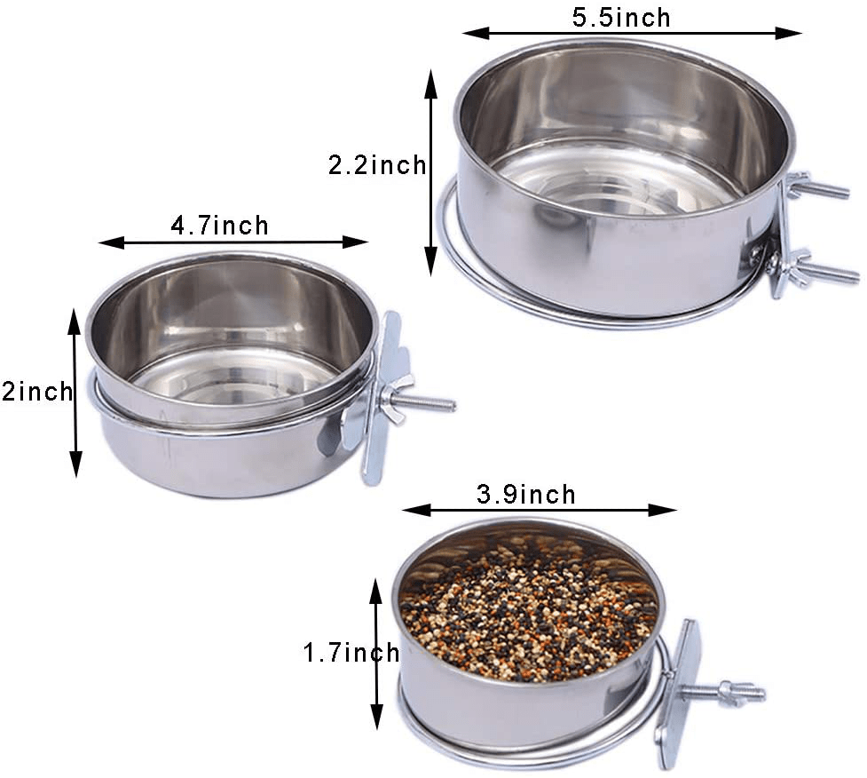 3 Pack Bird Feeder Bowl, Stainless Steel Parrot Feeding Cups with Clamp Holder, Cage Water Food Dish for Parakeet Lovebird Conure Cockatiels Animals & Pet Supplies > Pet Supplies > Bird Supplies > Bird Cage Accessories ACEONE   