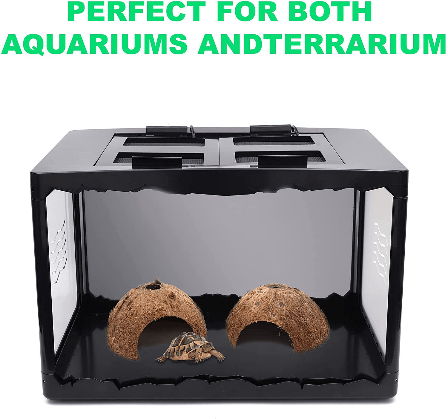 3-Pack Coconut Shell Hideouts for Reptiles Amphibians (Fishes Bearded Dragons Hamster Tortoise Hermit Crab)